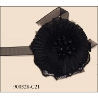 Flower Organza Beaded 2 1/2'' Black