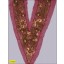 Collar Beaded "V" Shape Applique on Fabric 10"x15" Antique Brass and Maroon 