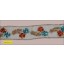 Beaded and Sequins Embroidered On Organza 1 1/2" Blue, Turquoise and Orange