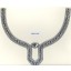 Collar w/ball&Rstone chain on felt7x7Clr/Sil/Grey