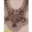 Applique Bead and Coin Mesh Collar 11"X9 1/2" Antique Brass, Brown and Copper