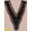 Collar Beaded Applique V-Shape on Mesh 15 1/2" Black