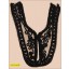 Collar Corded Applique "Y" Shape on Mesh  10 1/2"x11" Black